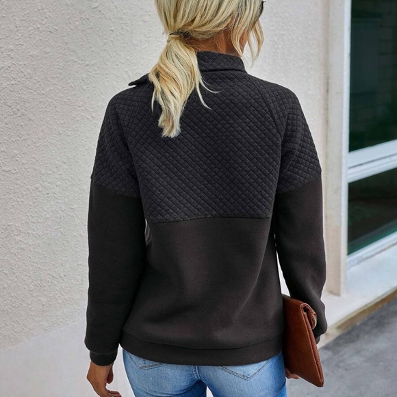 fall burgundy button neck detail pullover sweater - Picture 5 of 12